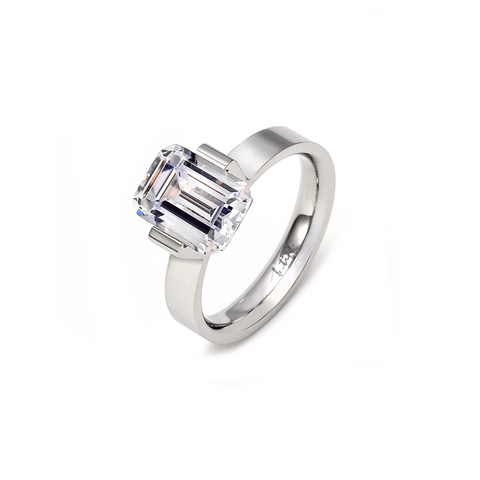 Forever 2.88 Carat Emerald Cut & Side Trillion 3-Stone Engagement Ring 14k  White Gold – BrideStarCo